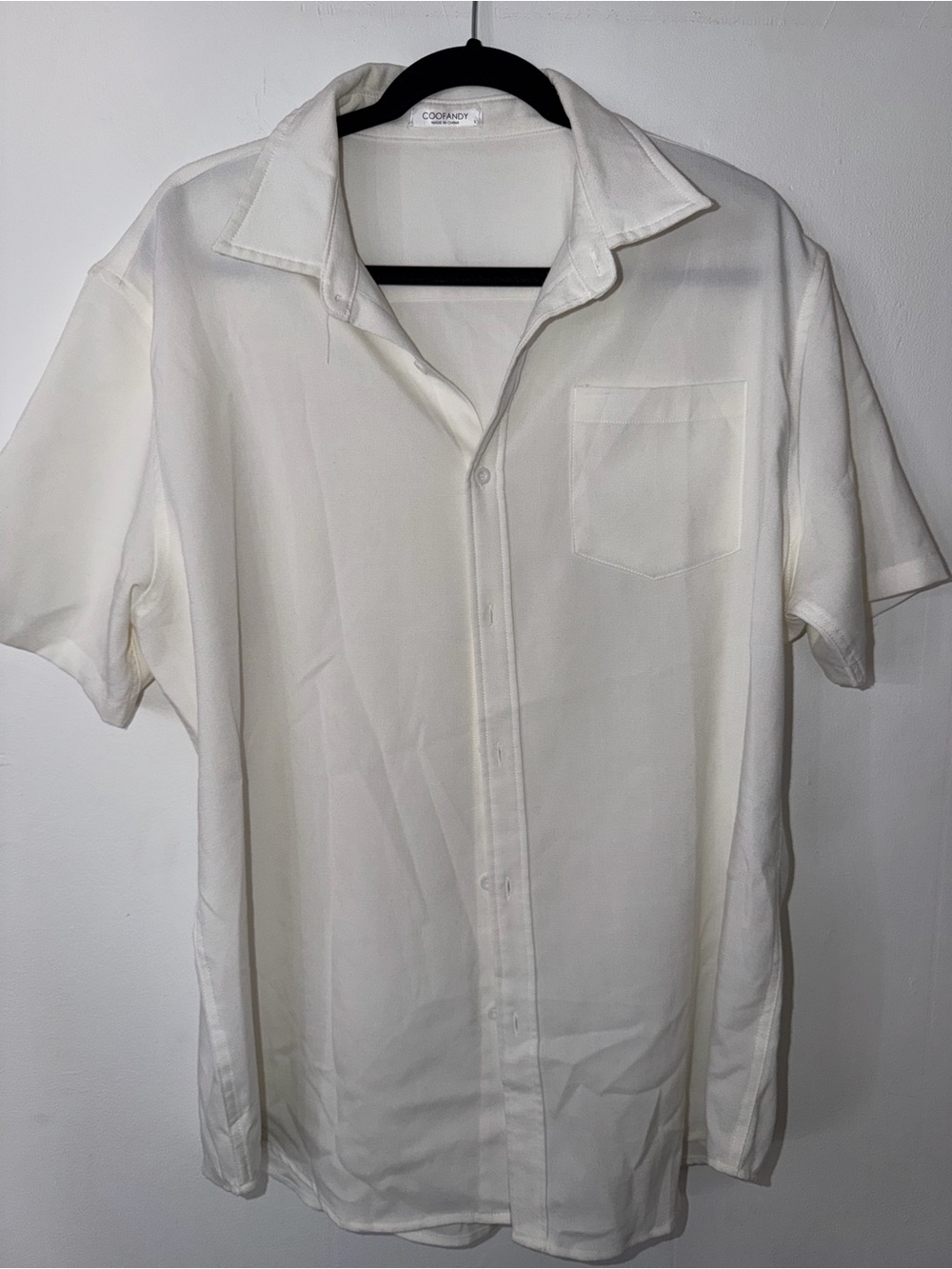 Casual Men's White Short-Sleeve Button-Down Shirt by Coolway